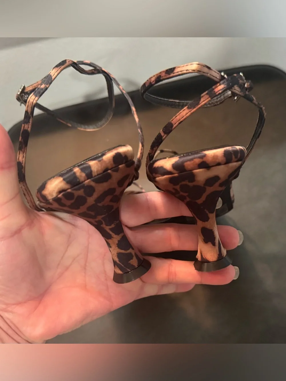 Jeffrey Campbell Leopard Print Strappy Heels - Brown/Black